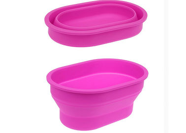Secchio piegante lavabile del deposito del silicone del silicone degli strumenti rosa all'aperto della cucina
